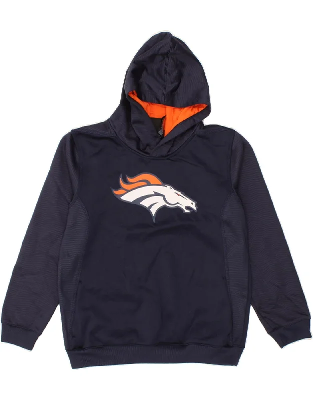 men's winter sweatshirts -NFL Boys Denver Broncos Graphic Hoodie Jumper 14-15 Years Large Navy Blue