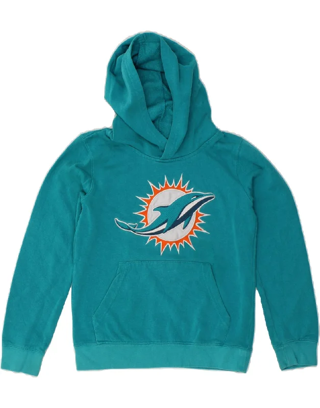 comfortable sweatshirts for everyday wear -NFL Boys Graphic Hoodie Jumper 7-8 Years Small Turquoise Cotton