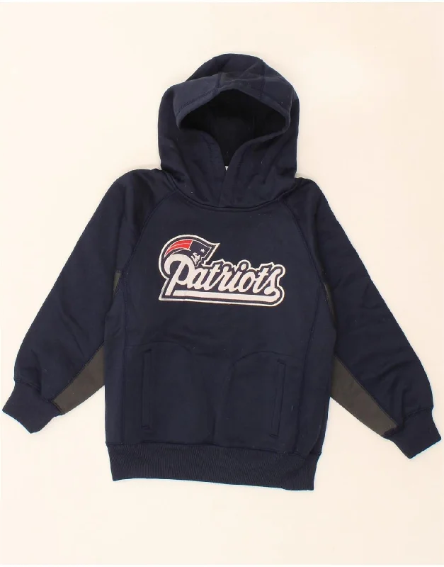 men's fashion sweatshirts -NFL Boys Patriots Graphic Hoodie Jumper 6-7 Years Large Navy Blue