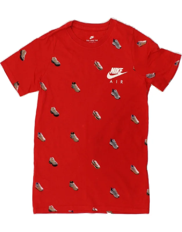 men's cotton blend t-shirts -NIKE Boys Athletic Cut Graphic T-Shirt Top 8-9 Years Small Red Cotton