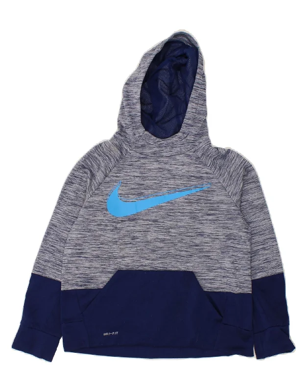 casual hoodies for men -NIKE Boys Dri Fit Graphic Hoodie Jumper 10-11 Years Medium  Grey