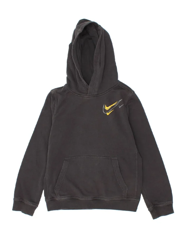 men's hoodie sweatshirts with designs -NIKE Boys Graphic Hoodie Jumper 10-11 Years Medium  Black Cotton