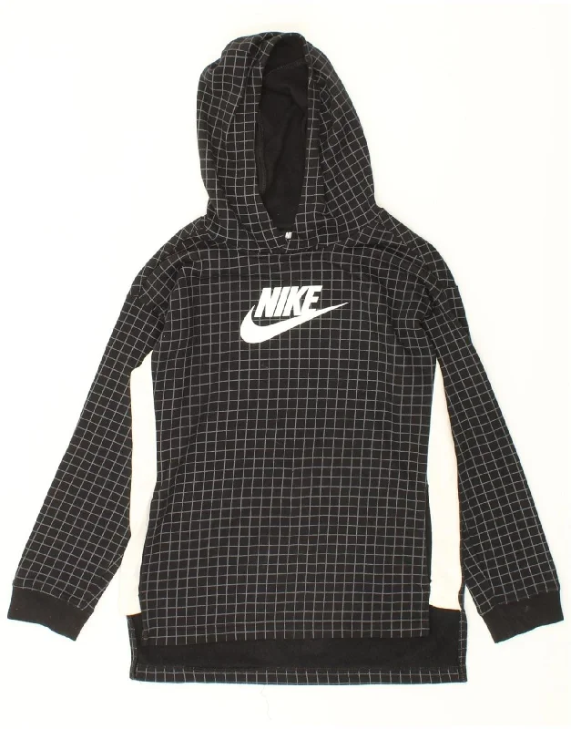 men's hoodies for layering -NIKE Boys Graphic Hoodie Jumper 10-11 Years Medium  Black Geometric Cotton