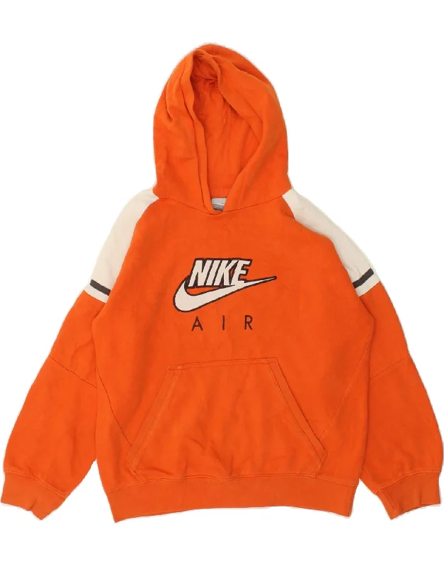 men's workout hoodies -NIKE Boys Graphic Hoodie Jumper 10-11 Years Medium Orange Colourblock