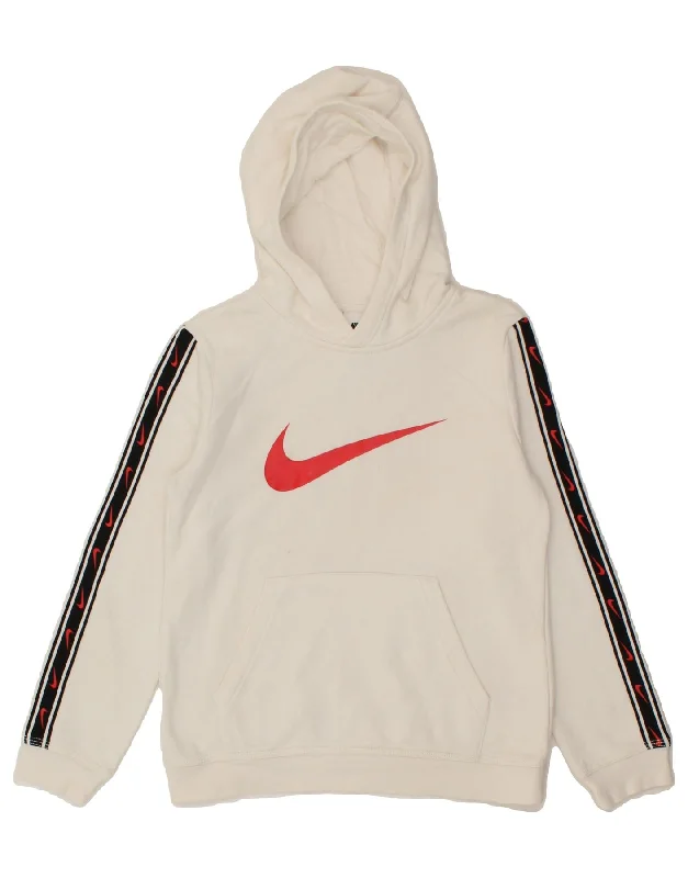 trendy oversized hoodies for men -NIKE Boys Graphic Hoodie Jumper 10-11 Years Medium White Cotton