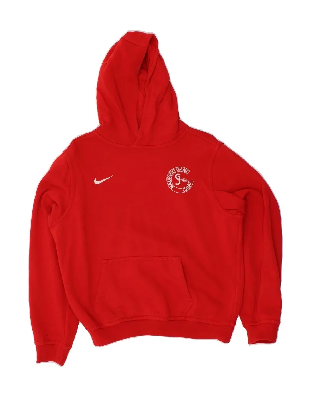 men's zip hoodie with high collar -NIKE Boys Graphic Hoodie Jumper 12-13 Years Large Red