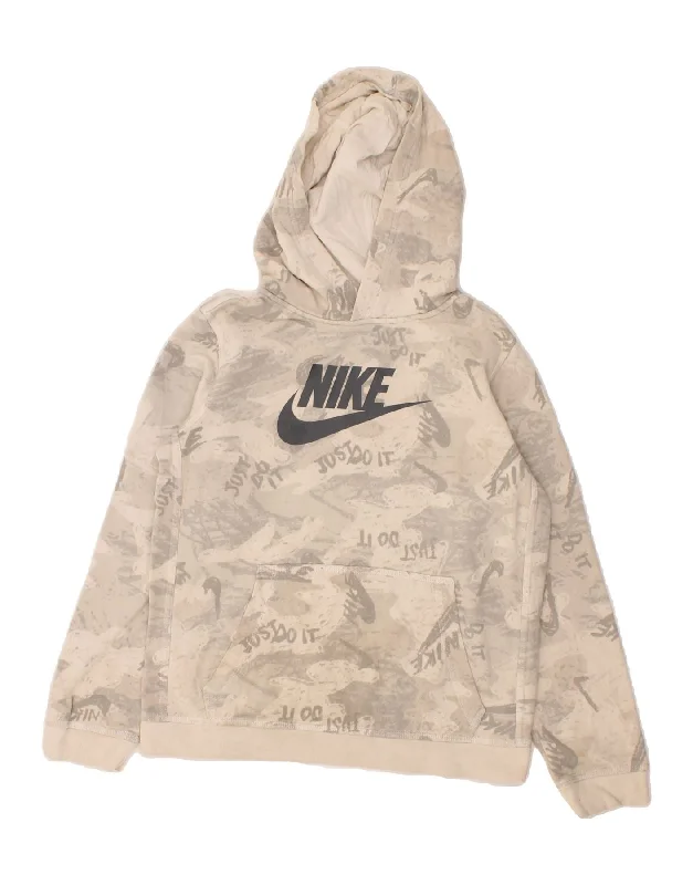 men's hoodie for weekend wear -NIKE Boys Graphic Hoodie Jumper 13-14 Years XL  Grey Cotton