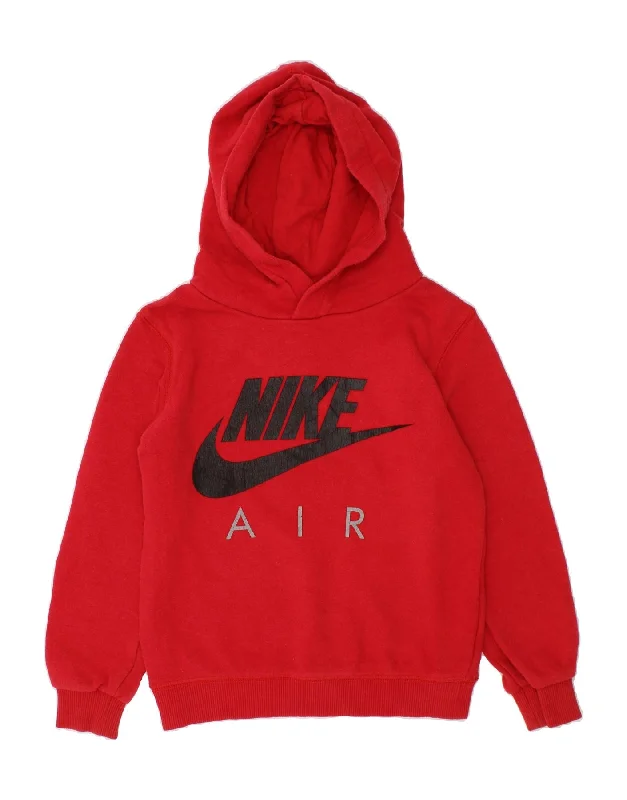 men's hoodie with logo prints -NIKE Boys Graphic Hoodie Jumper 3-4 Years Red Cotton