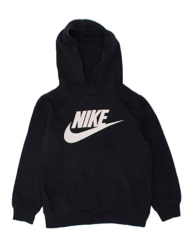 men's warm hoodies for winter -NIKE Boys Graphic Hoodie Jumper 5-6 Years Medium  Navy Blue Cotton