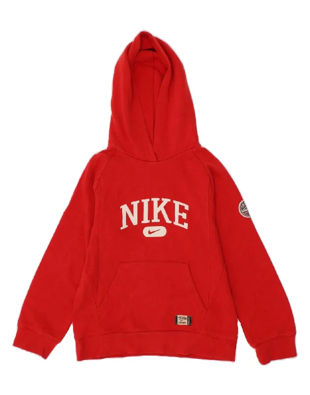 men's hoodie for cold weather -NIKE Boys Graphic Hoodie Jumper 8-9 Years Small Red Cotton