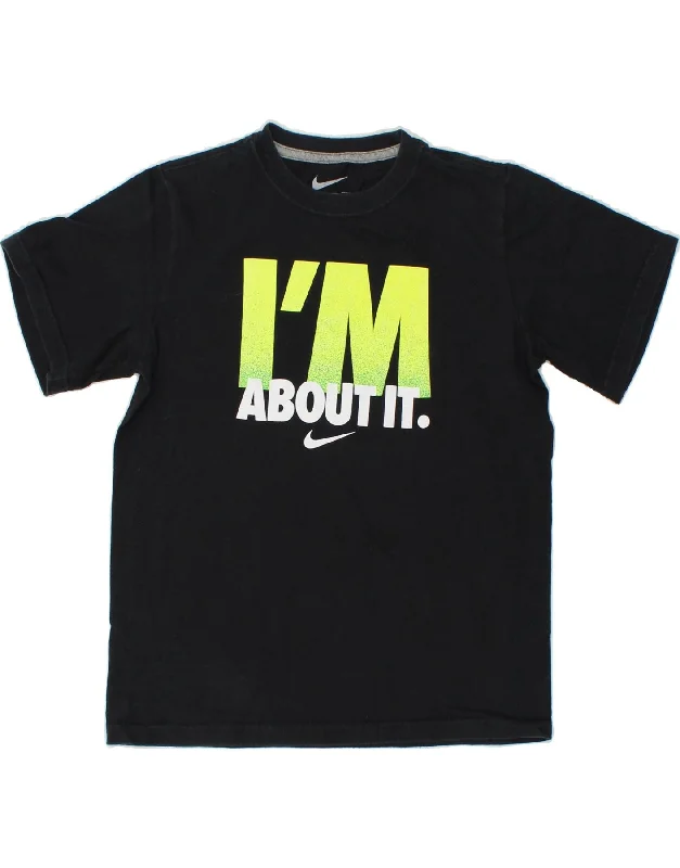 men's funny graphic t-shirts -NIKE Boys Graphic T-Shirt Top 10-11 Years Medium Black Cotton