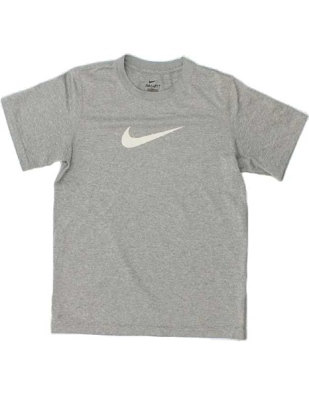 men's comfort t-shirts -NIKE Boys Graphic T-Shirt Top 10-11 Years Medium Grey Polyester