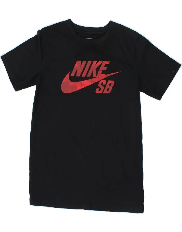 men's graphic design t-shirts -NIKE Boys Graphic T-Shirt Top 12-13 Years Large Black Cotton