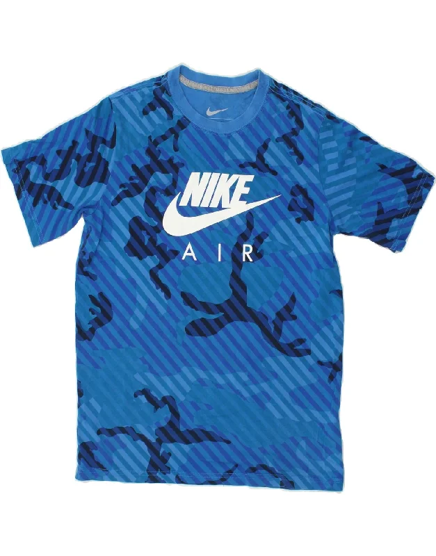 men's comfortable casual t-shirts -NIKE Boys Graphic T-Shirt Top 12-13 Years Large  Blue Camouflage Cotton