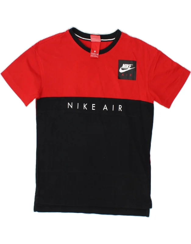 men's modern fit t-shirts -NIKE Boys Graphic T-Shirt Top 12-13 Years Large Red Colourblock Cotton