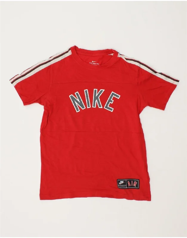 men's trendy casual tees -NIKE Boys Graphic T-Shirt Top 12-13 Years Large  Red Cotton