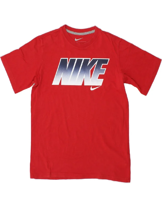 men's graphic crewneck t-shirts -NIKE Boys Graphic T-Shirt Top 13-14 Years XL Red Cotton