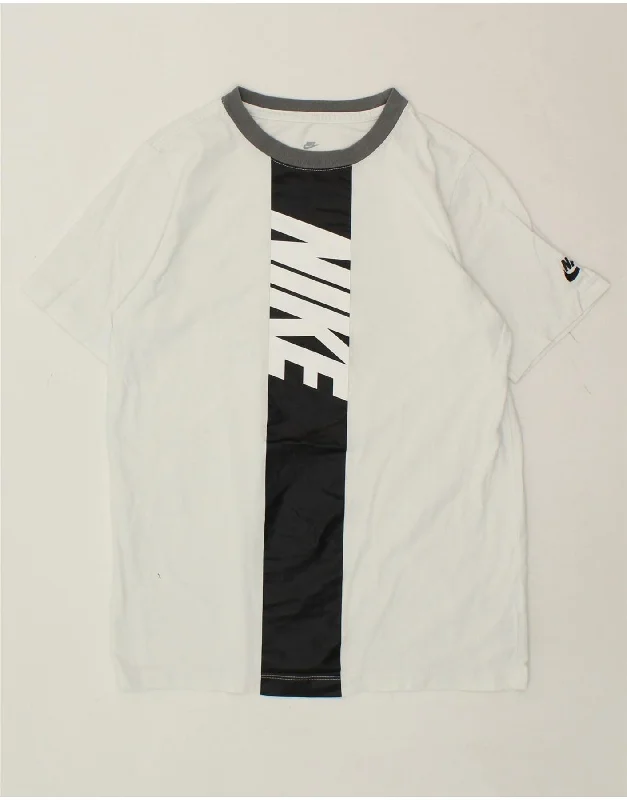 casual t-shirts for men -NIKE Boys Graphic T-Shirt Top 13-14 Years XL White Colourblock Cotton