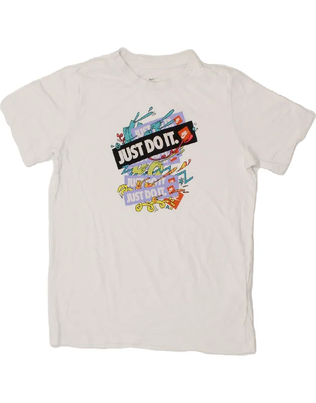 men's oversized graphic t-shirts -NIKE Boys Graphic T-Shirt Top 13-14 Years XL White Cotton