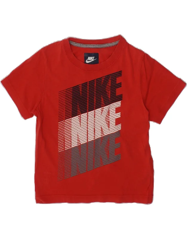 men's colorful graphic t-shirts -NIKE Boys Graphic T-Shirt Top 3-4 Years XS Red Cotton