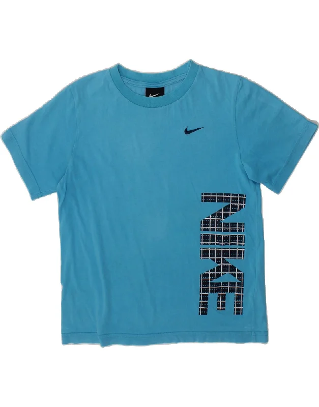 men's sports t-shirts -NIKE Boys Graphic T-Shirt Top 5-6 Years Medium Blue Cotton