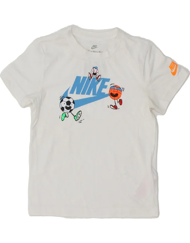 performance t-shirts for men -NIKE Boys Graphic T-Shirt Top 6-7 Years White Cotton