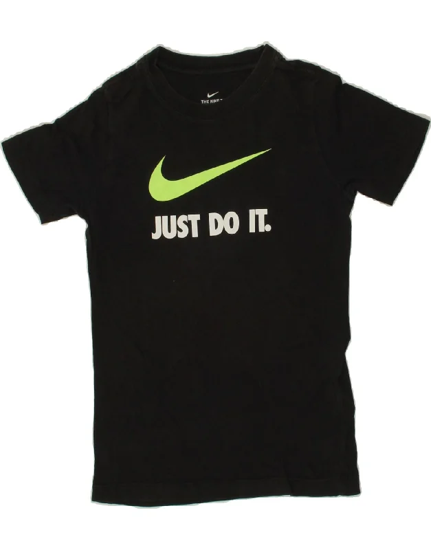 men's printed tees for casual wear -NIKE Boys Graphic T-Shirt Top 8-9 Years Small Black Cotton