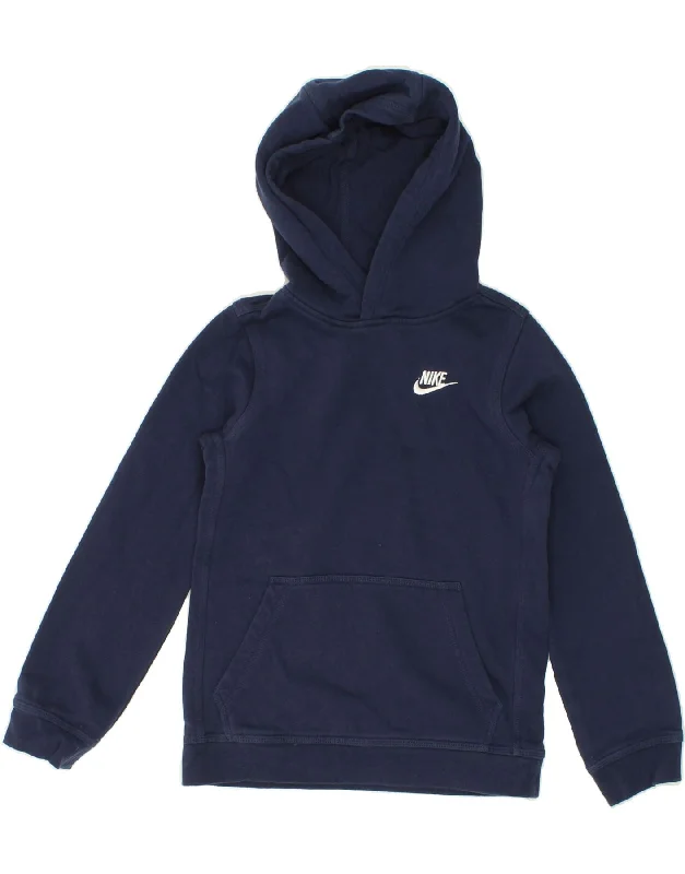 trendy hoodies for men -NIKE Boys Hoodie Jumper 10-11 Years Medium Navy Blue Cotton