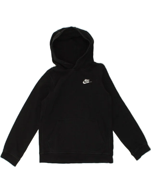 comfortable fleece sweatshirts for men -NIKE Boys Hoodie Jumper 12-13 Years Large Black Cotton