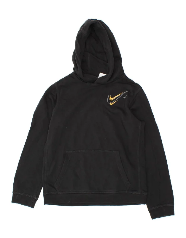 men's athletic fit hoodies -NIKE Boys Hoodie Jumper 13-14 Years XL Black Cotton