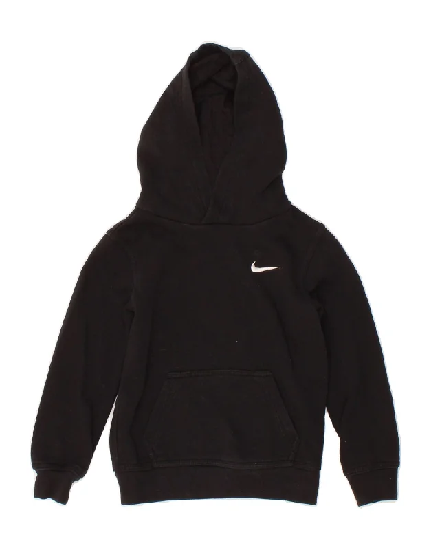 men's athletic sweatshirts -NIKE Boys Hoodie Jumper 4-5 Years Small Black Cotton