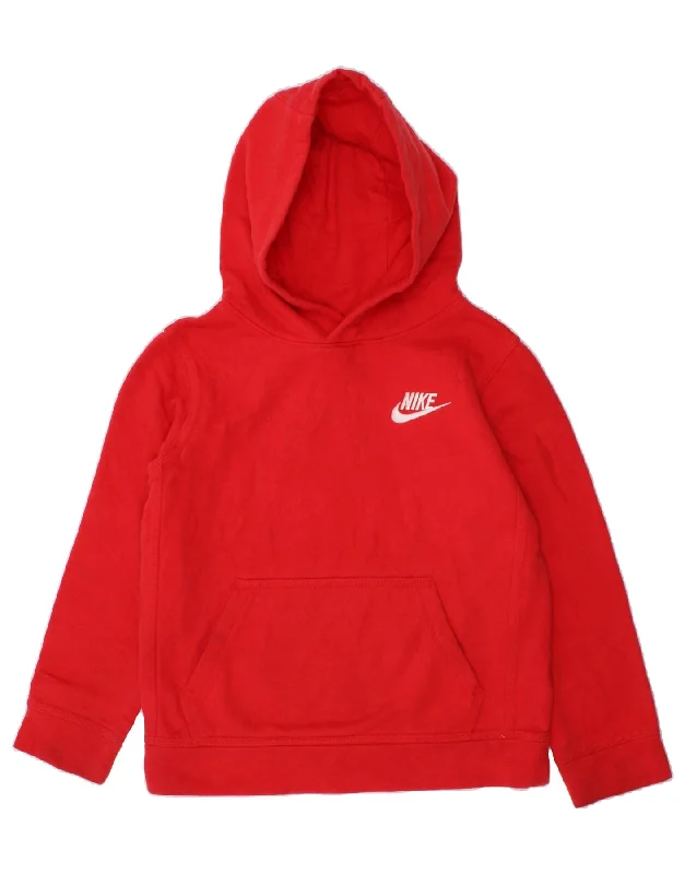 men's lightweight hoodies -NIKE Boys Hoodie Jumper 6-7 Years Large Red Cotton