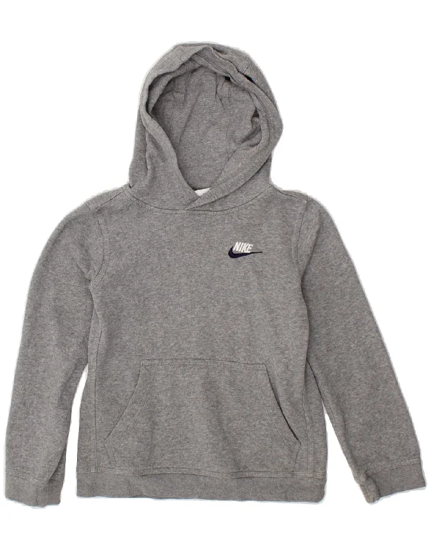 men's heavy fleece sweatshirts -NIKE Boys Hoodie Jumper 8-9 Years Small  Grey Cotton