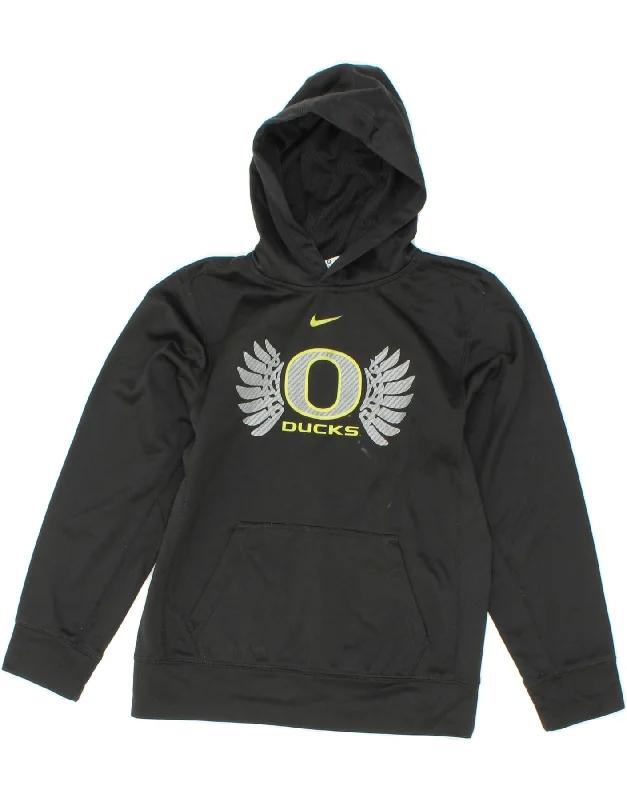 men's casual fleece hoodies -NIKE Boys Therma-Fit Graphic Hoodie Jumper 10-11 Years Medium Black