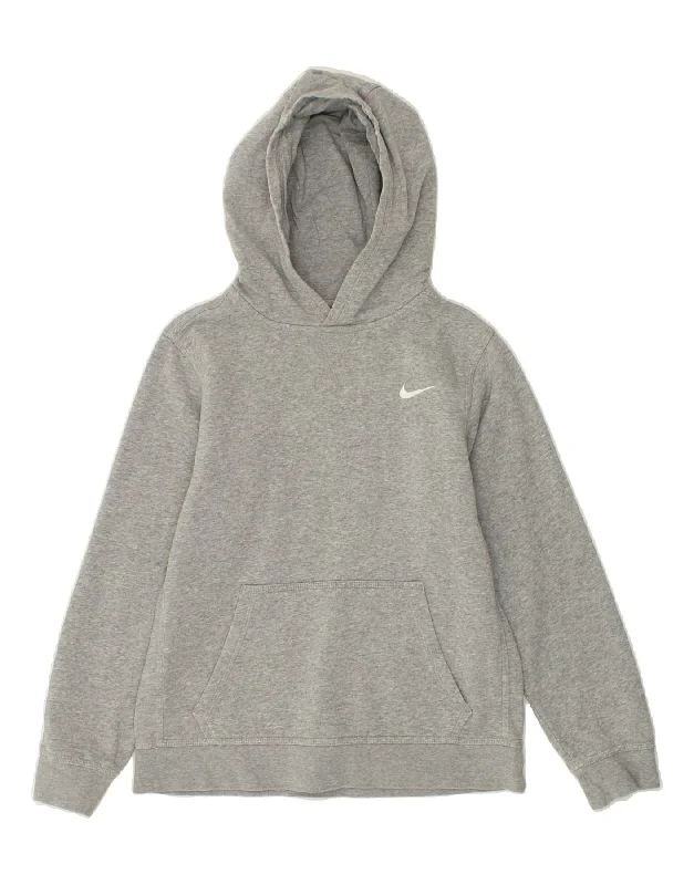 comfortable sweatshirts for men -NIKE Girls Hoodie Jumper 12-13 Years Large  Grey Cotton