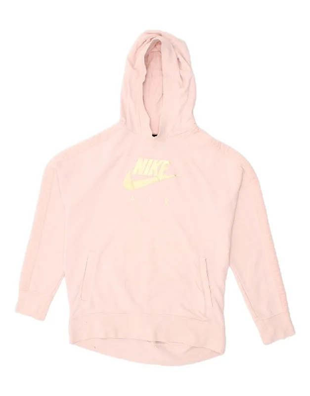 men's hoodie with drawstrings -NIKE Girls Nike Air Graphic Hoodie Jumper 13-14 Years XL Pink Cotton