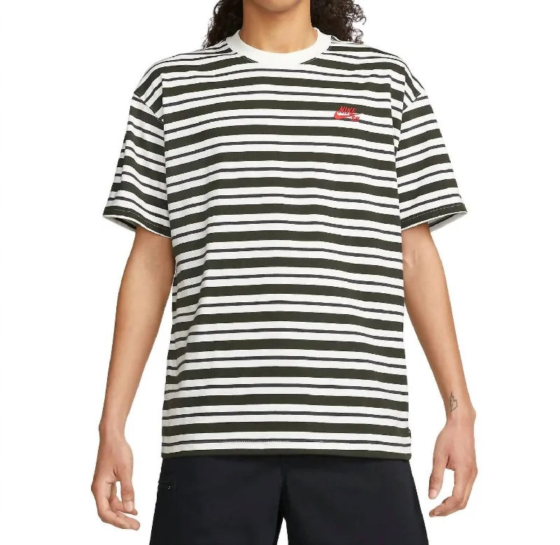 men's vintage graphic tee shirts -Nike Sb Striped Embroidered Logo T-Shirt