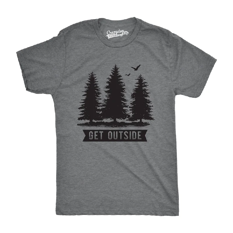 men's basic t-shirts -Pine Trees Get Outside Men's T Shirt