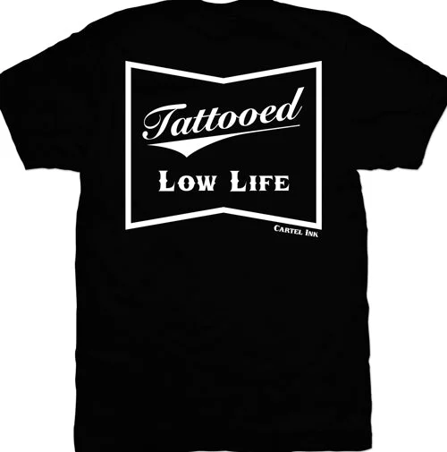 men's comfortable long-sleeve tees -Pocket Logo Tattooed Low Life Men's T-Shirt