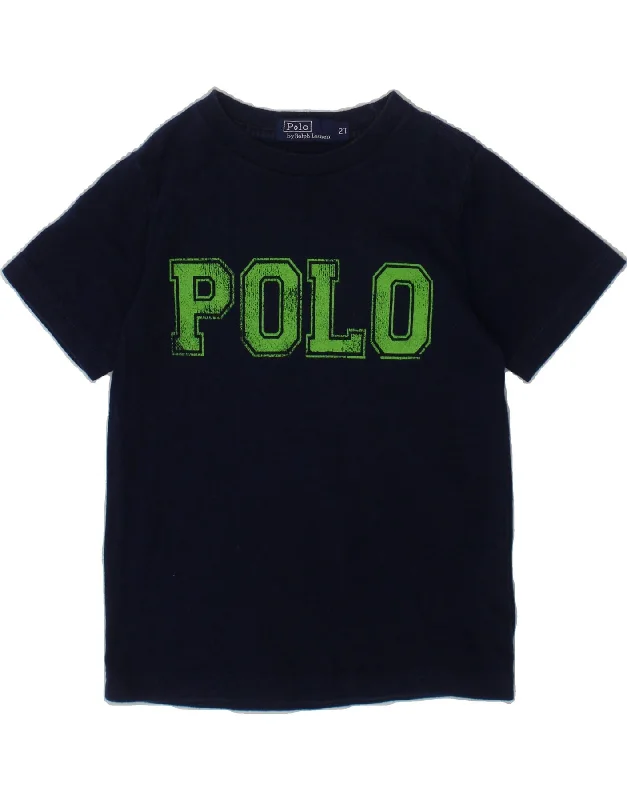 men's cotton blend t-shirts -POLO RALPH LAUREN Baby Boys Graphic T-Shirt Top 18-24 Months Navy Blue