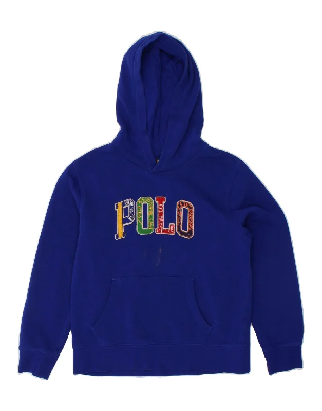 men's casual zip-up sweatshirts -POLO RALPH LAUREN Boys Graphic Hoodie Jumper 10-11 Years Medium Blue