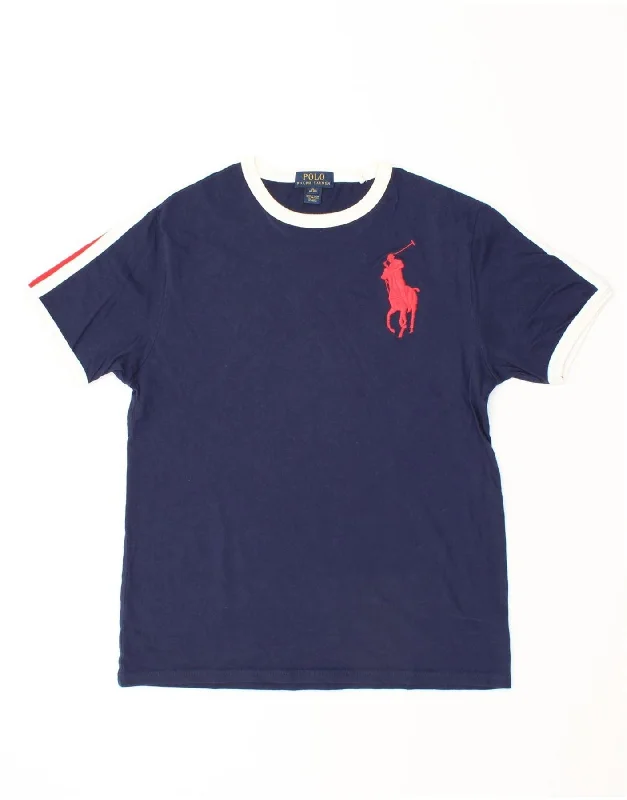 men's logo print t-shirts -POLO RALPH LAUREN Boys Graphic T-Shirt Top 15-16 Years XL  Navy Blue