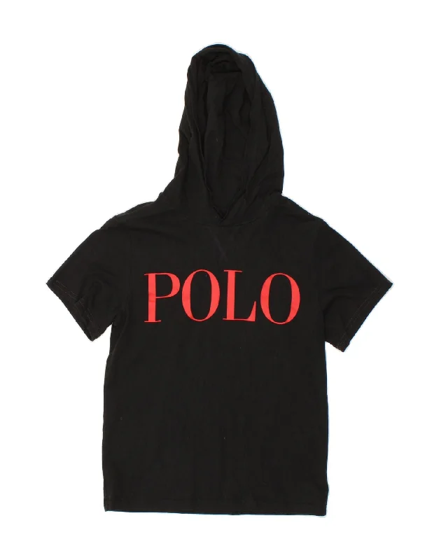 trendy t-shirts for men -POLO RALPH LAUREN Boys Hooded Graphic T-Shirt Top 14-15 Years Large  Black