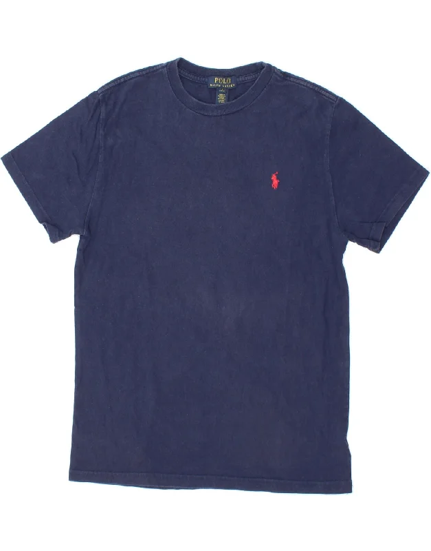 men's premium cotton t-shirts -POLO RALPH LAUREN Boys T-Shirt Top 14-15 Years Large Navy Blue Cotton