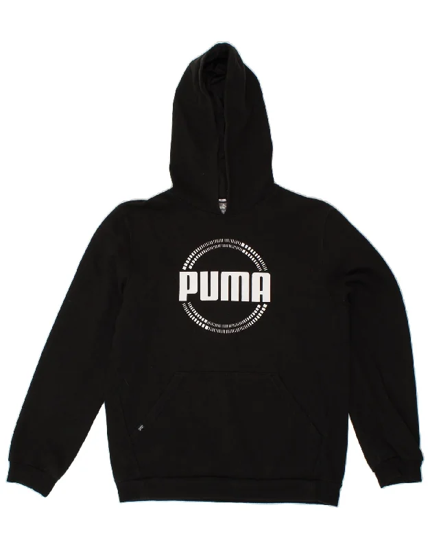 men's warm hoodies for winter -PUMA Boys Graphic Hoodie Jumper 15-16 Years Black Cotton