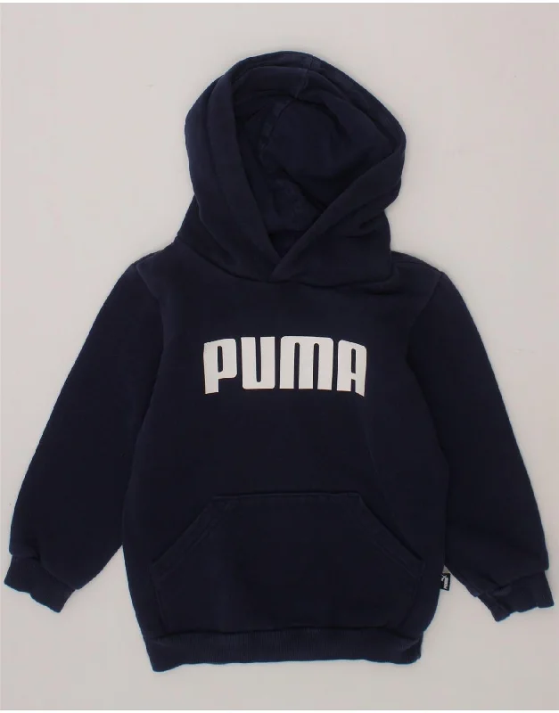 men's high-quality hoodies -PUMA Boys Graphic Hoodie Jumper 3-4 Years Navy Blue Cotton