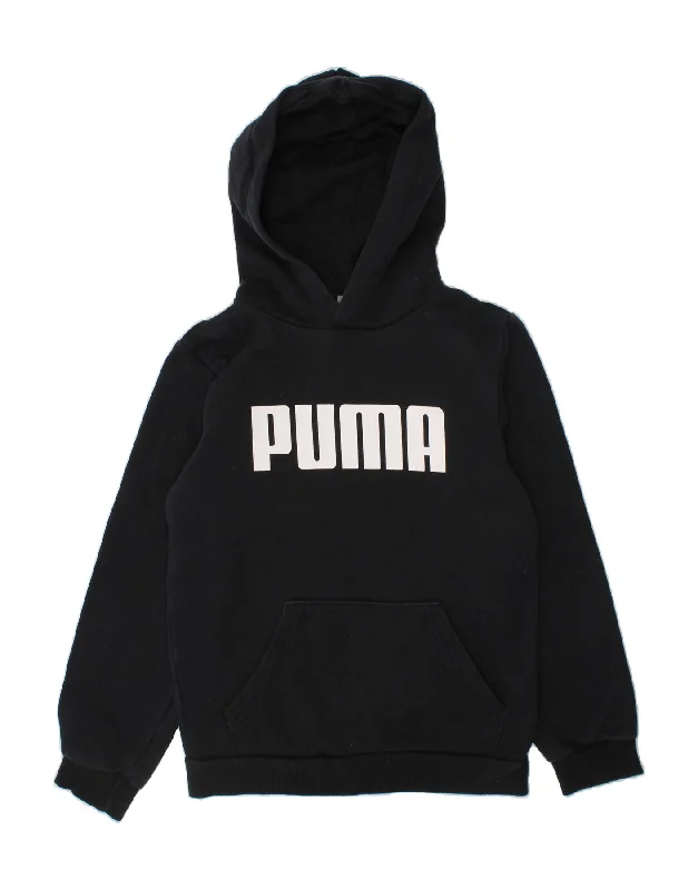 men's workout zip-up hoodies -PUMA Boys Graphic Hoodie Jumper 9-10 Years Black