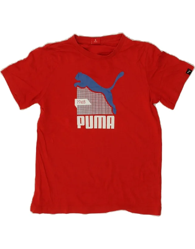 men's simple cotton t-shirts -PUMA Boys Graphic T-Shirt Top 11-12 Years Large Red