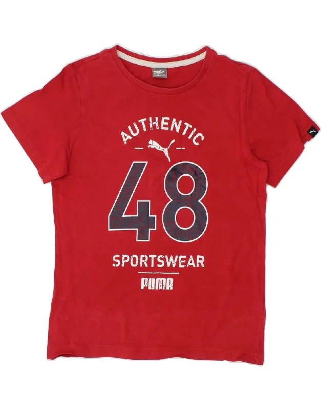 men's athletic fit t-shirts -PUMA Boys Graphic T-Shirt Top 11-12 Years Large Red Cotton