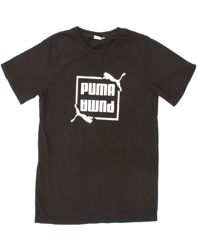 men's graphic design t-shirts -PUMA Boys Graphic T-Shirt Top 15-16 Years XL Black Cotton